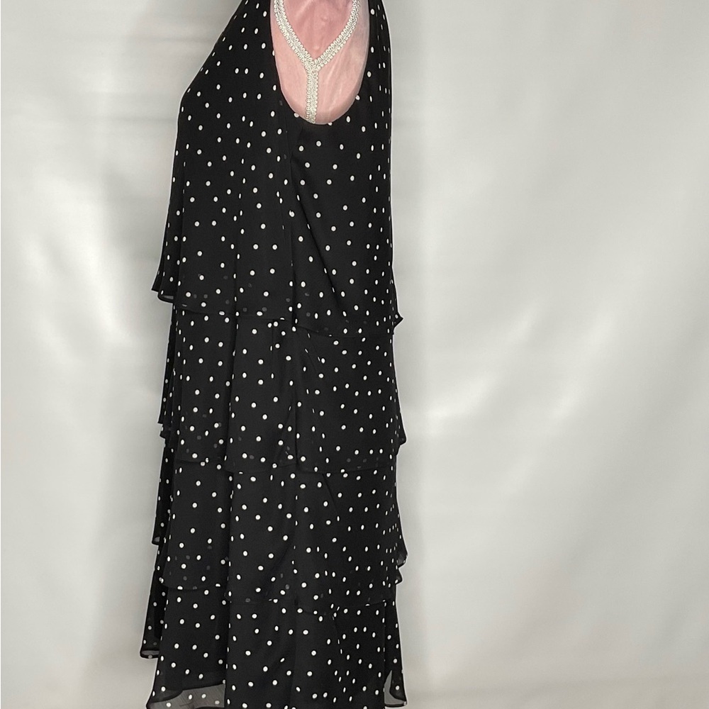 Tahari polka dot tiered dress. - Picture 3 of 10